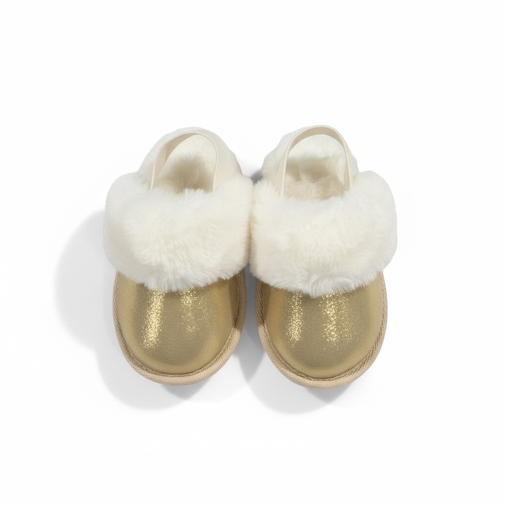 Gold and White Toddler Slipper